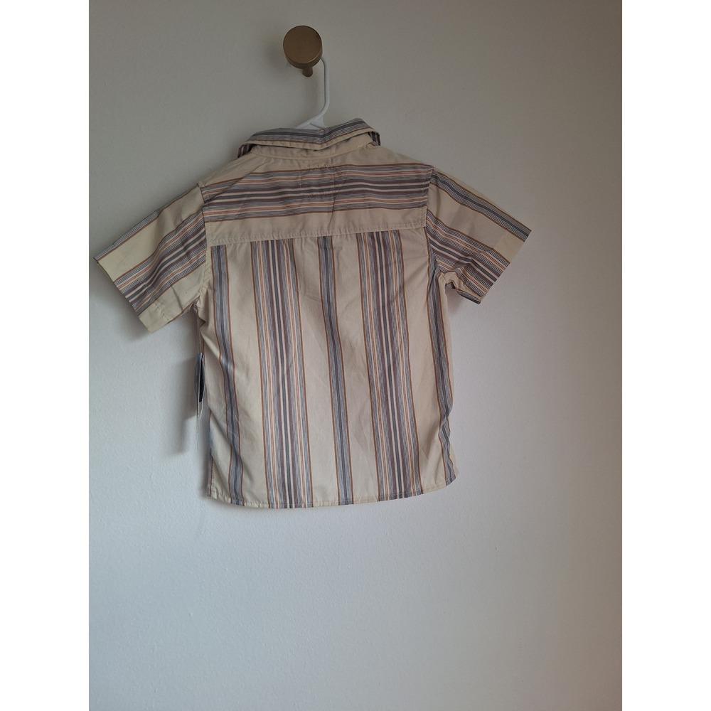 Hawke & Co Boys 3 Piece Set Striped Button Down Graphic Tee Olive Shorts NEW - Picture 2 of 5